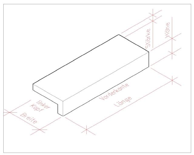 Winkelstufe aus Beton, Waschbeton und Betonwerkstein